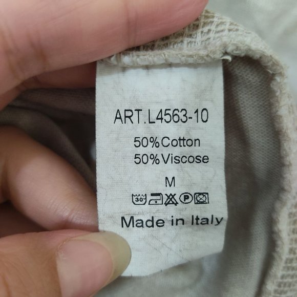 Elissia Blouse Women's Size M Beige Cursive Long Sleeve Made in Italy - Picture 7 of 16